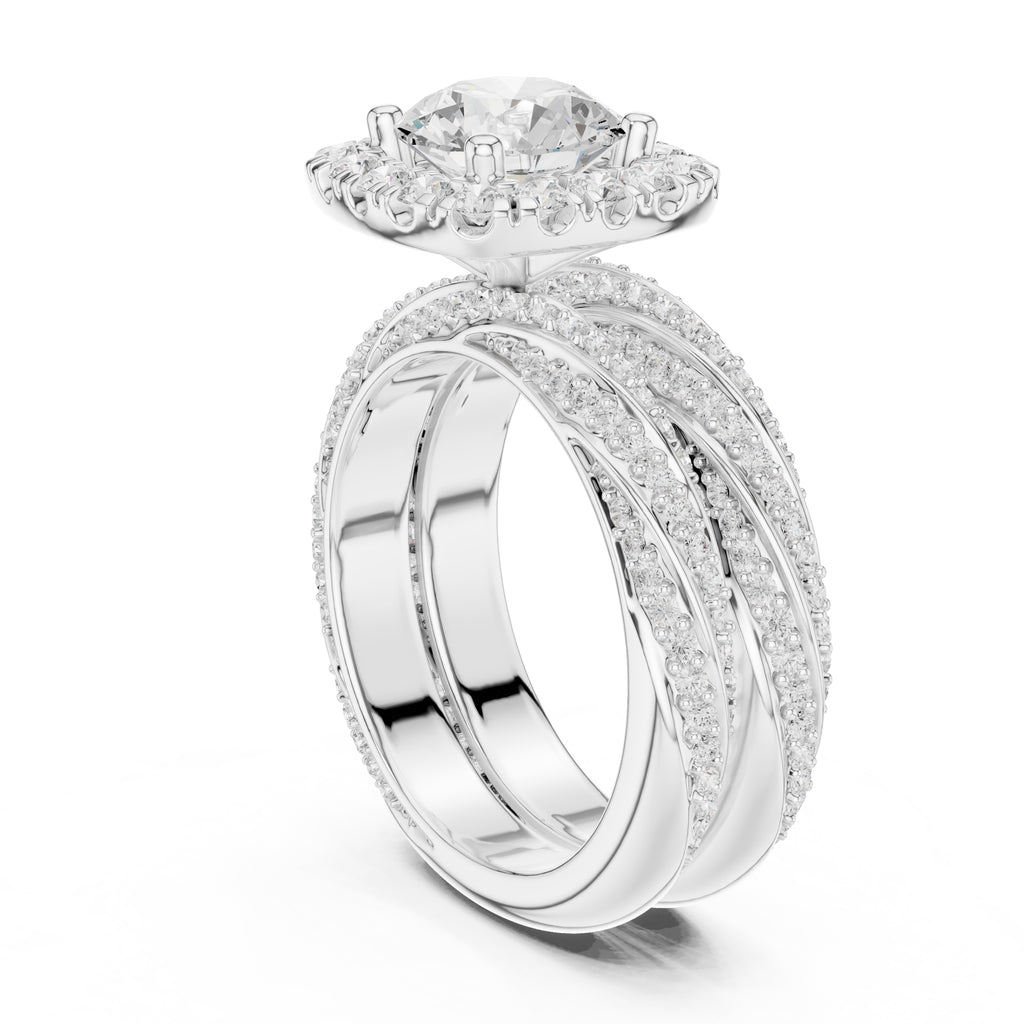 1.50 ct Round Halo Bridal Set 1.5ct White Gold