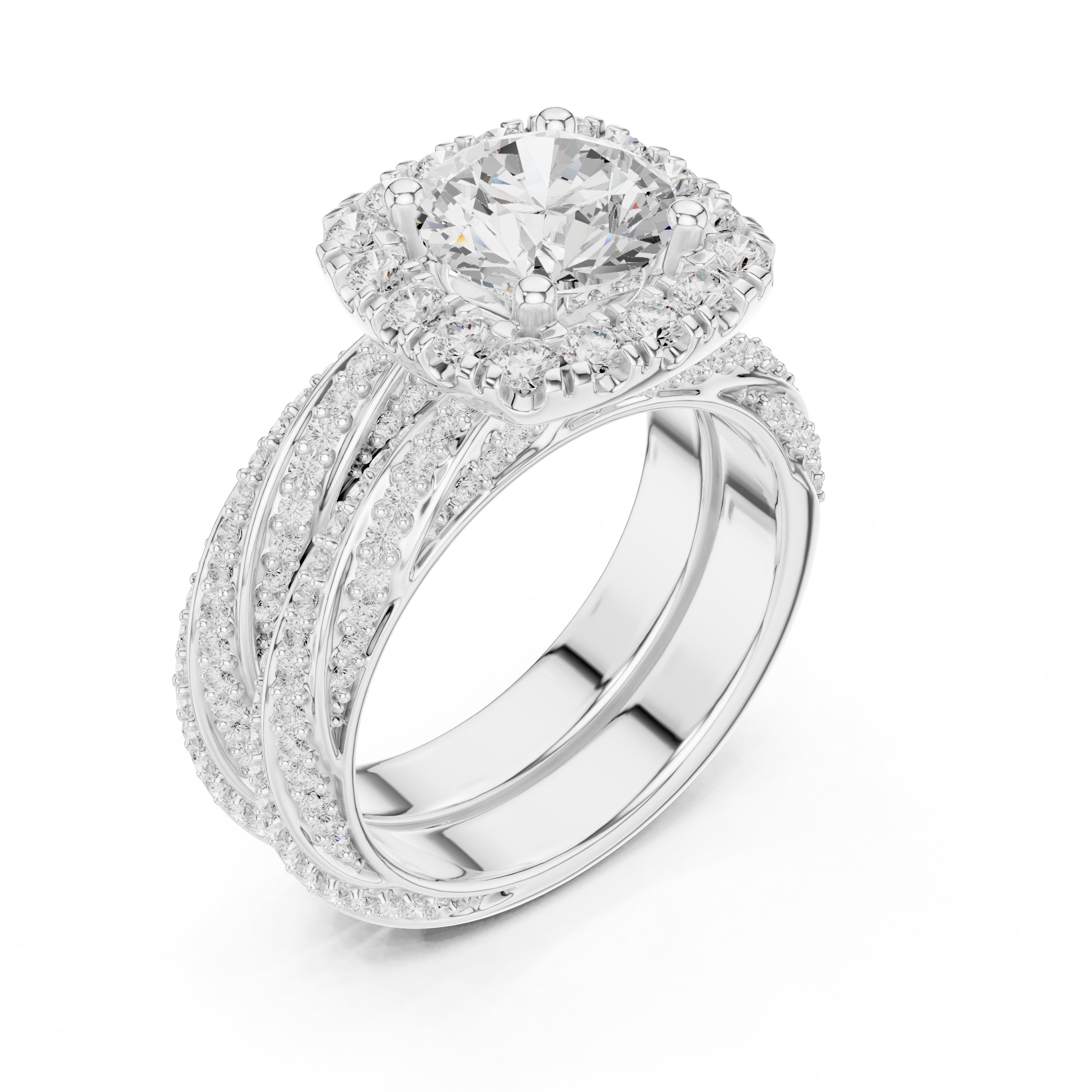 1.50 ct Round Halo Bridal Set 1.5ct White Gold