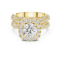 1.50 ct Round Halo Bridal Set 1.5ct Yellow Gold