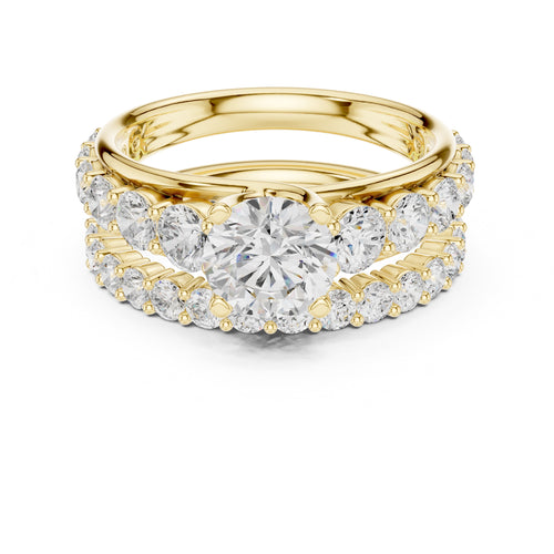 1.00 ct Round Multi-Stone Bridal Ring Set 1ct Yellow Gold