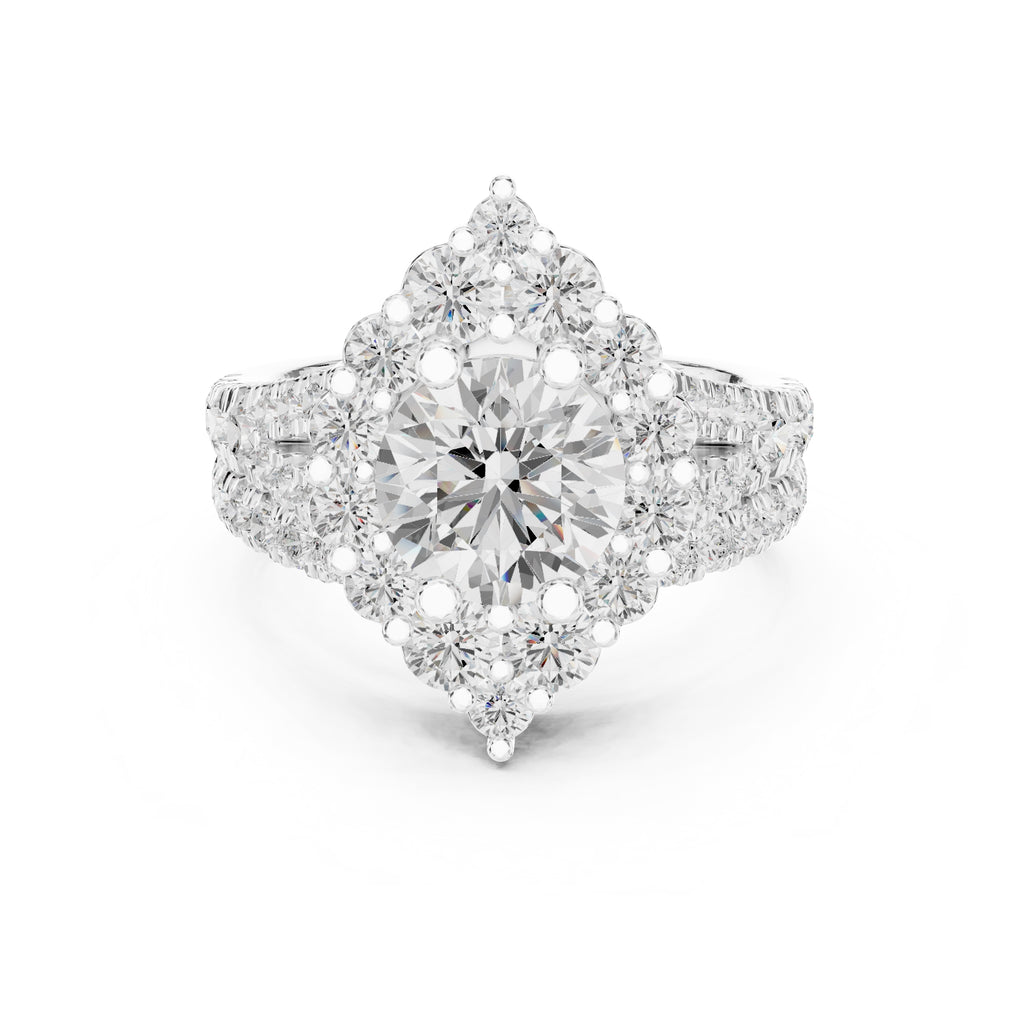 1.50 ct Round Multi-Row Halo Bridal Set 1.5ct White Gold