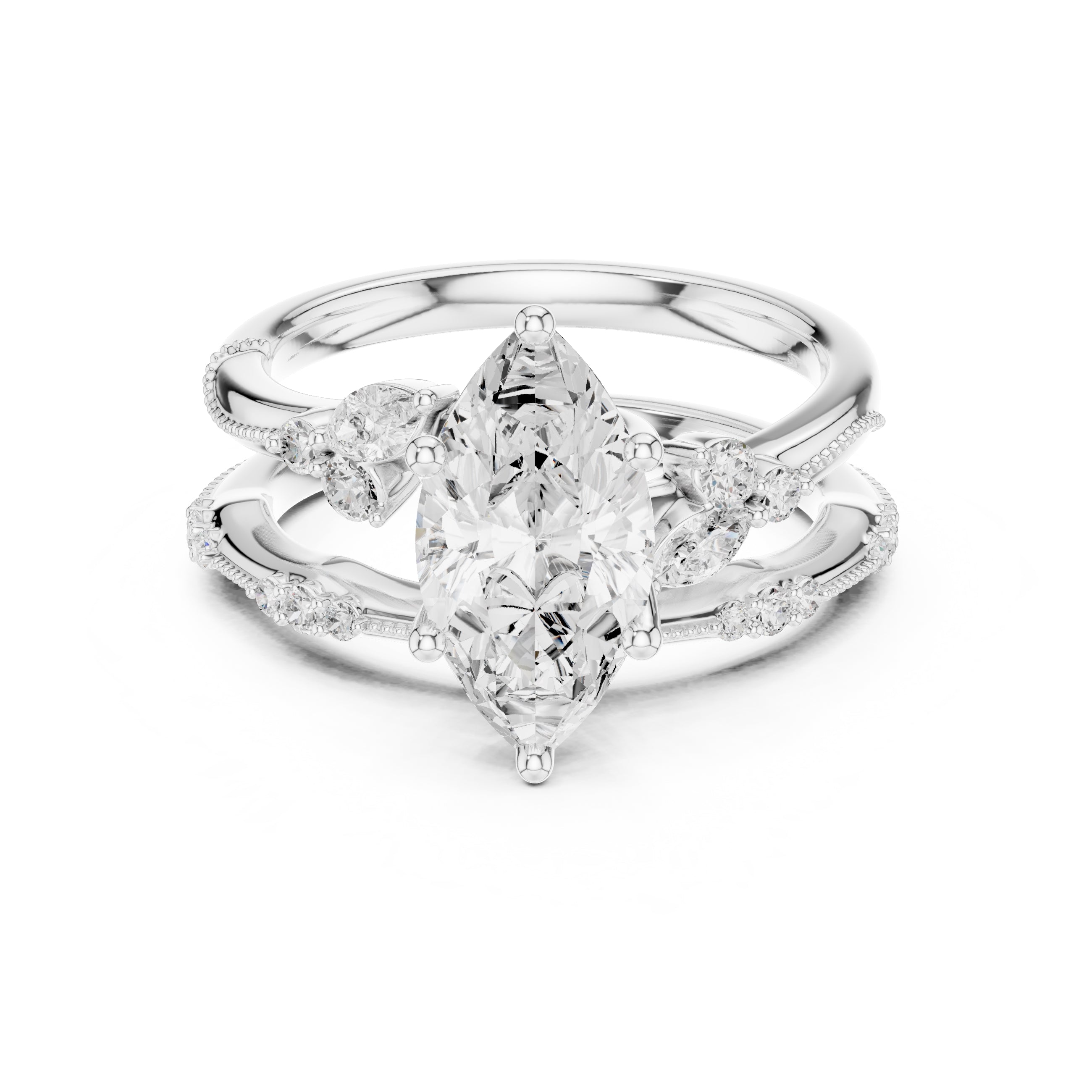 2.00 ct Marquise Cluster Bridal Ring Set 2ct White Gold