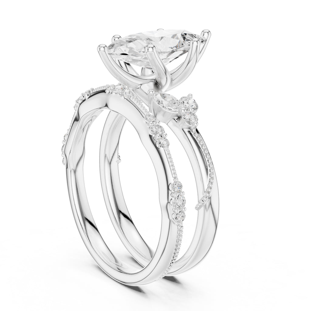2.00 ct Marquise Cluster Bridal Ring Set 2ct White Gold