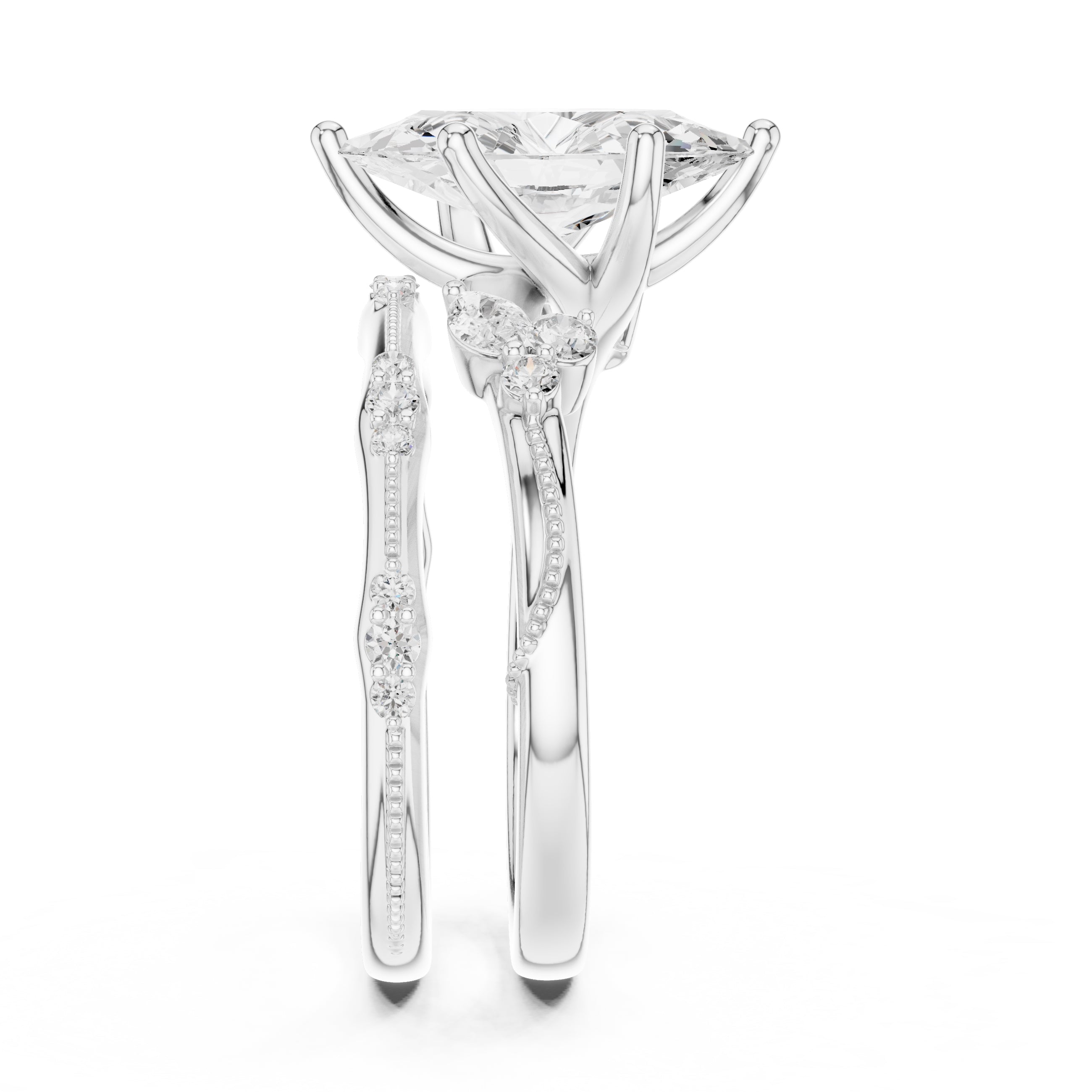2.00 ct Marquise Cluster Bridal Ring Set 2ct White Gold