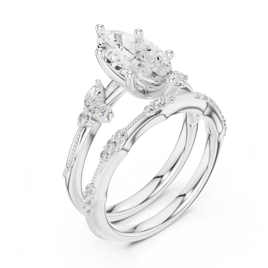 2.00 ct Marquise Cluster Bridal Ring Set 2ct White Gold