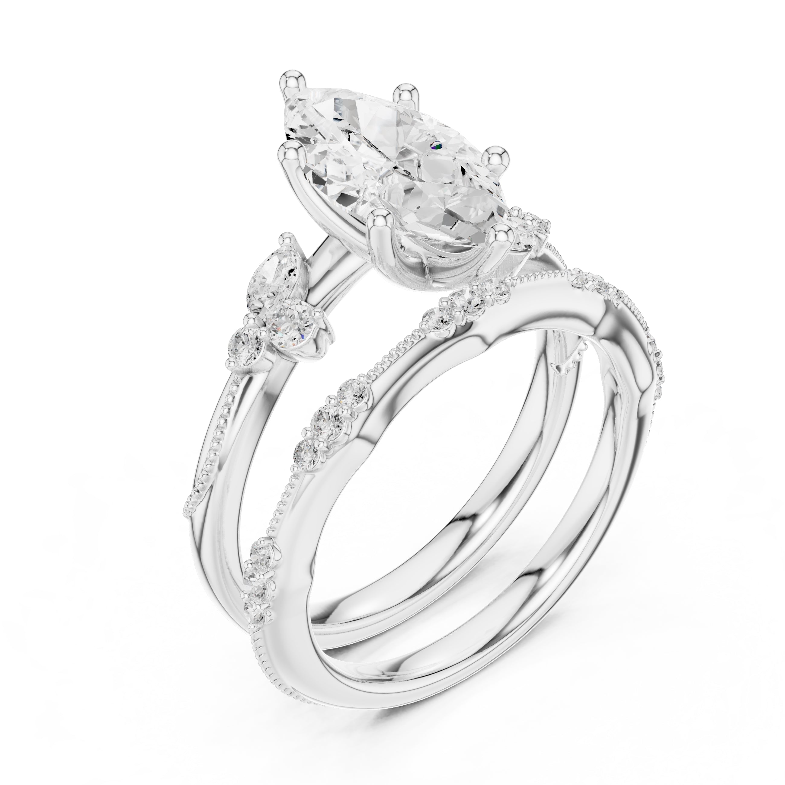 2.00 ct Marquise Cluster Bridal Ring Set 2ct White Gold