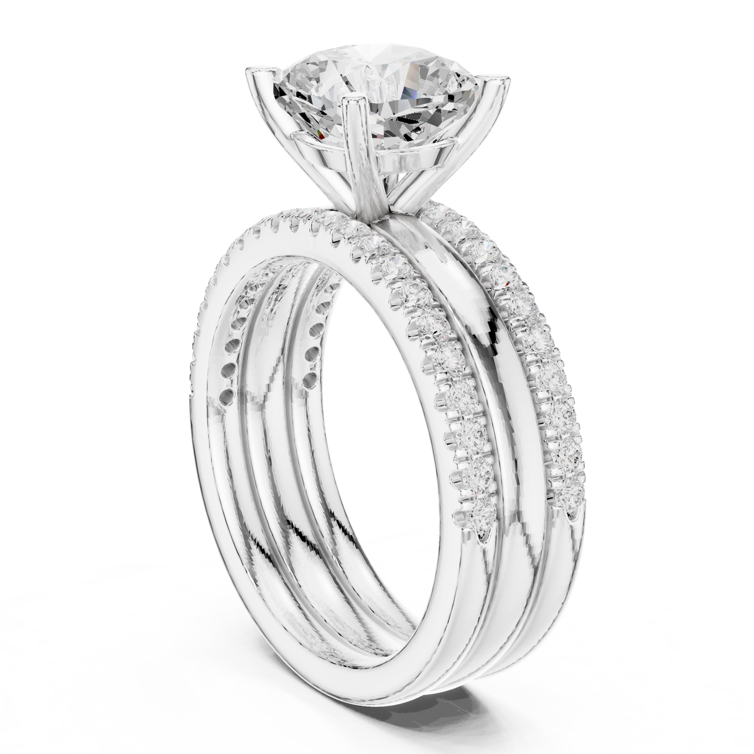 3.00 ct Cushion Multi-Band Bridal Ring Set 3ct White Gold