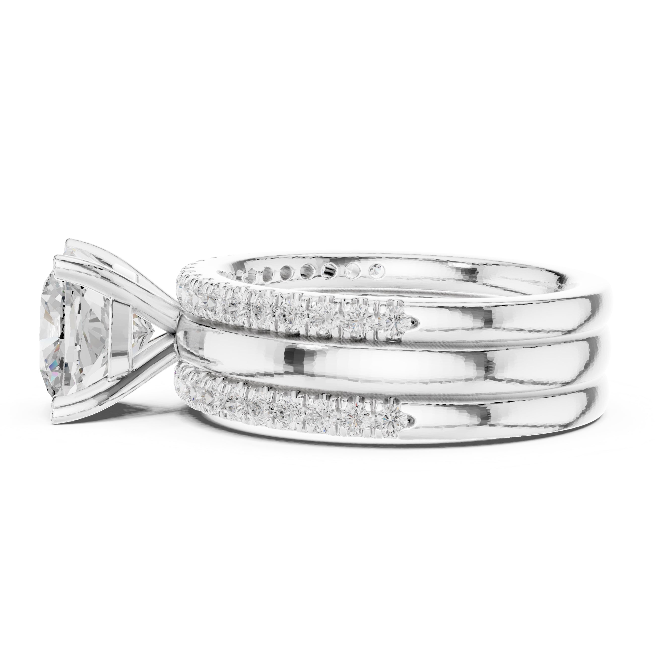 3.00 ct Cushion Multi-Band Bridal Ring Set 3ct White Gold