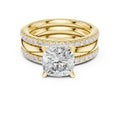 3.00 ct Cushion Multi-Band Bridal Ring Set 3ct Yellow Gold