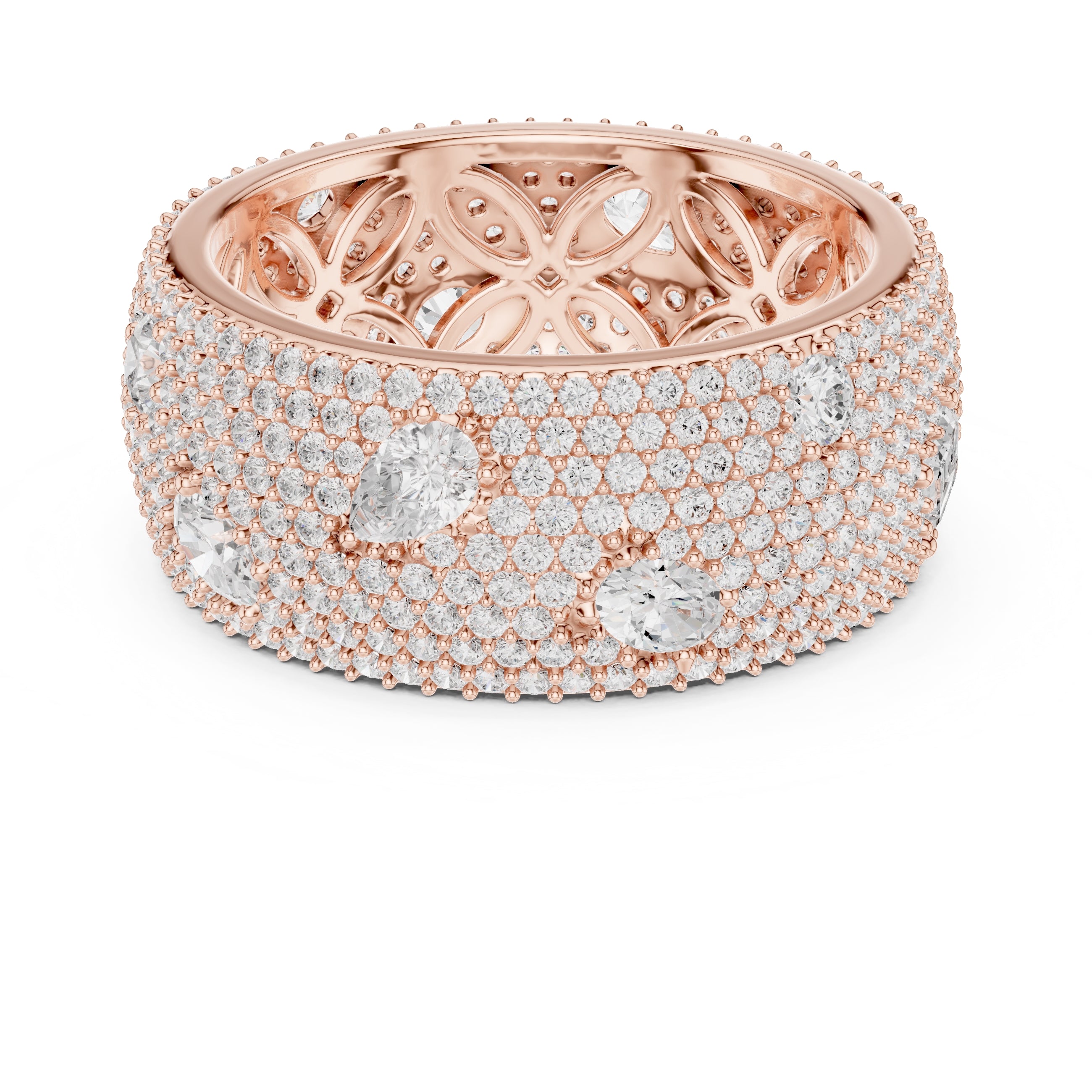 Pave Diamond Statement Band Rose Gold