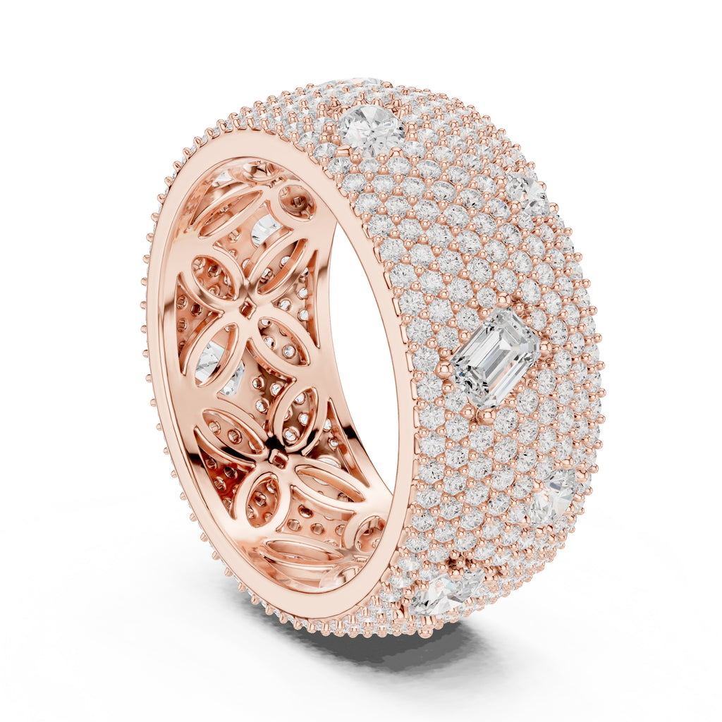 Pave Diamond Statement Band Rose Gold