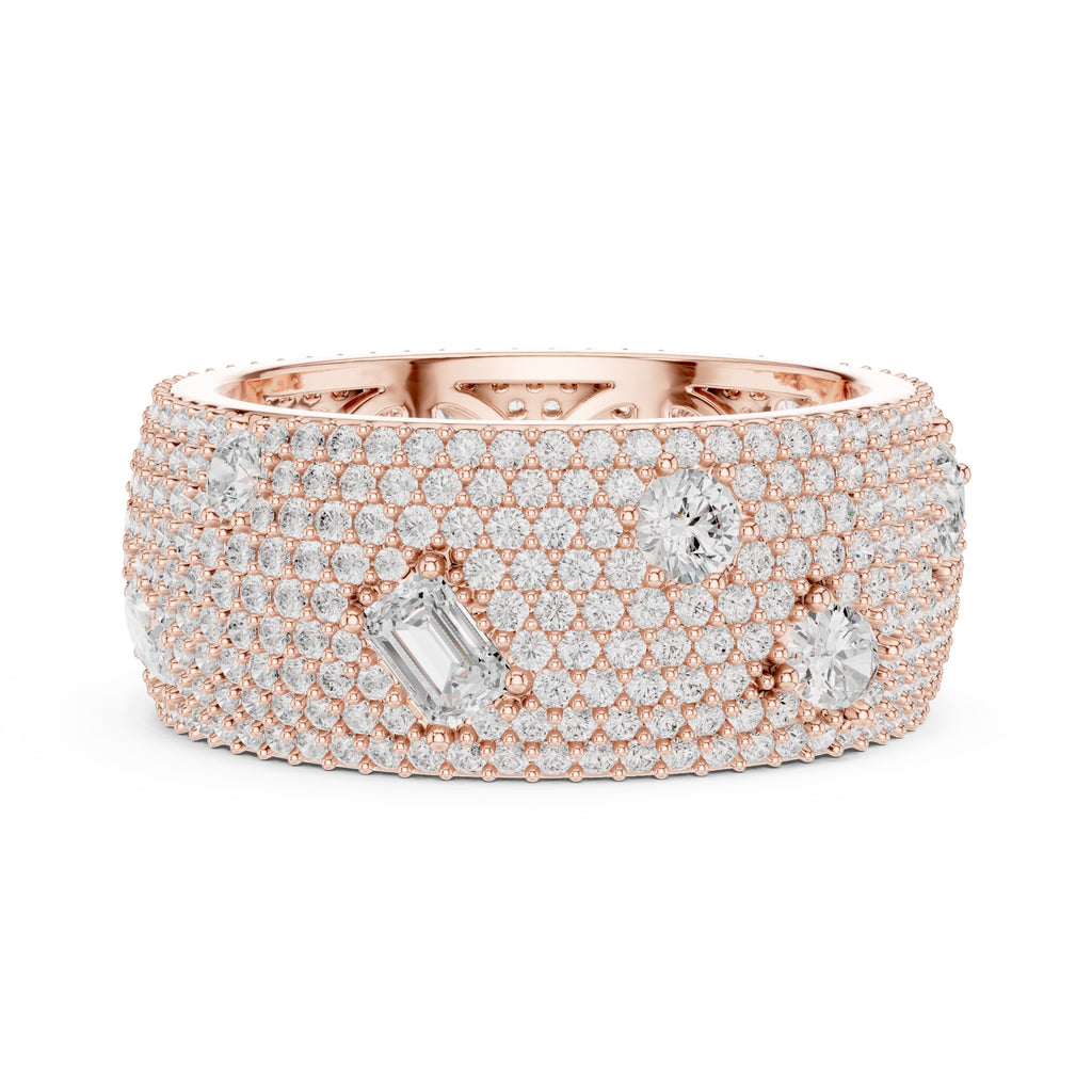 Pave Diamond Statement Band Rose Gold
