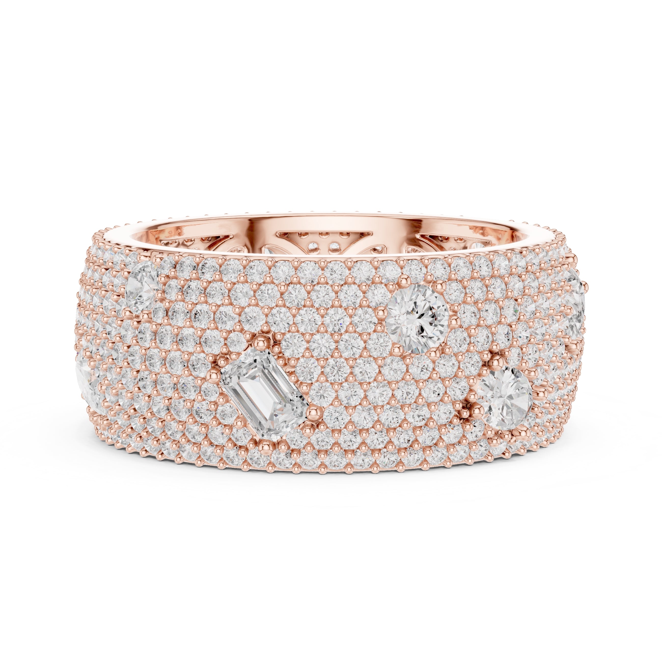 Pave Diamond Statement Band Rose Gold
