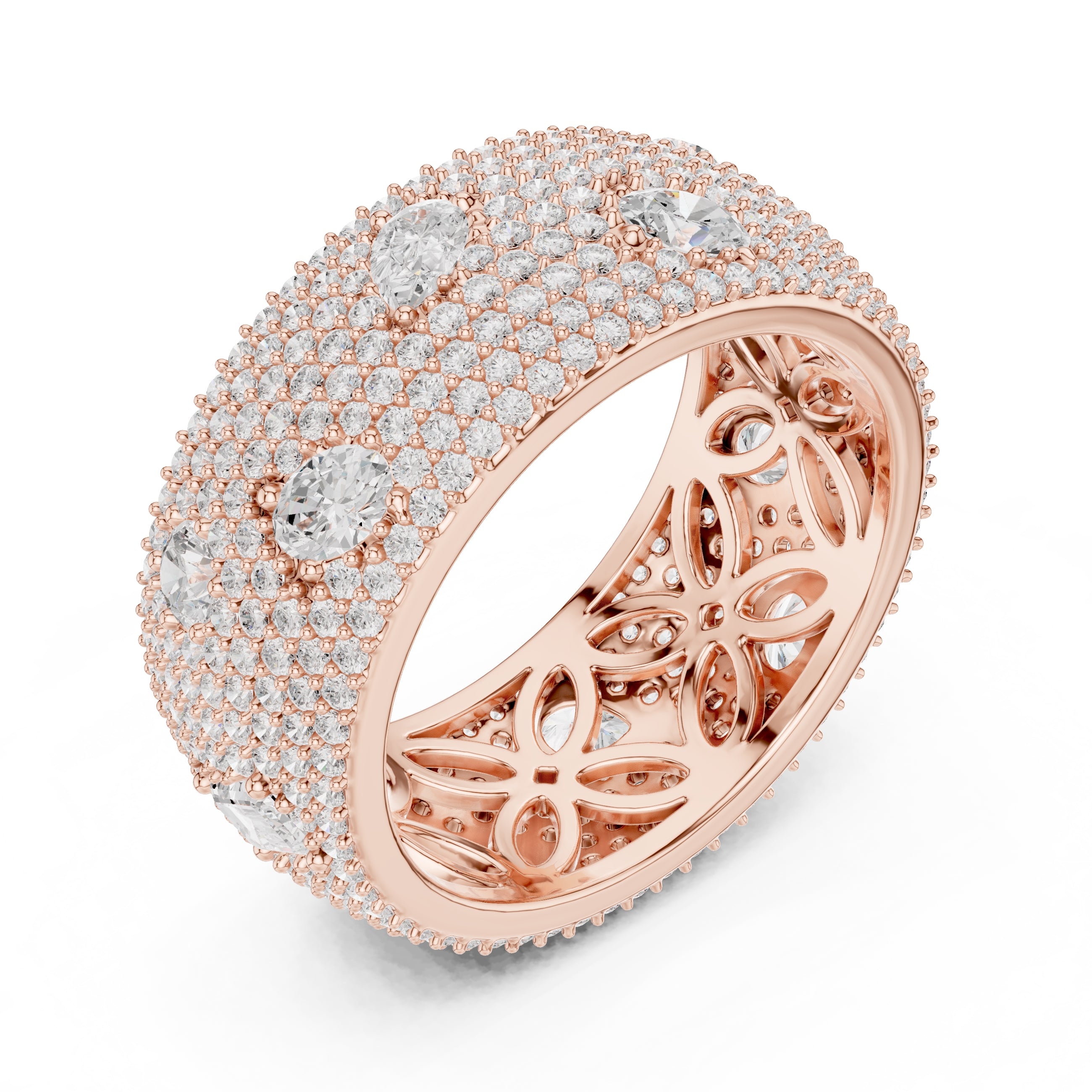 Pave Diamond Statement Band Rose Gold