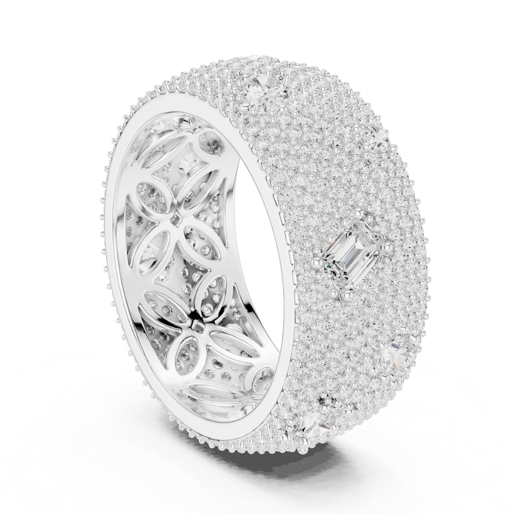 Pave Diamond Statement Band White Gold