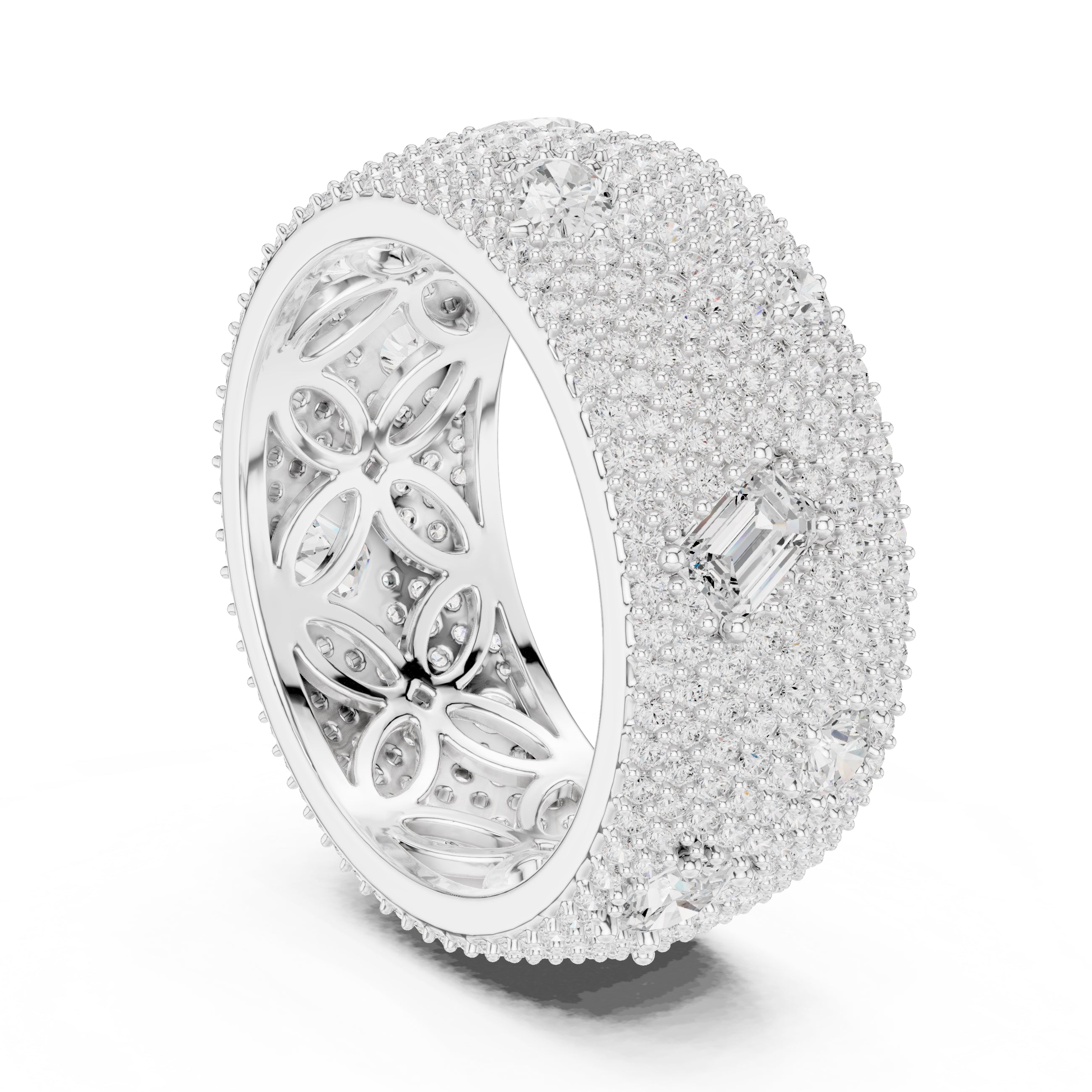 Pave Diamond Statement Band White Gold