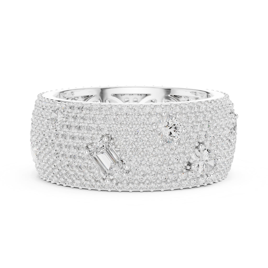 Pave Diamond Statement Band White Gold