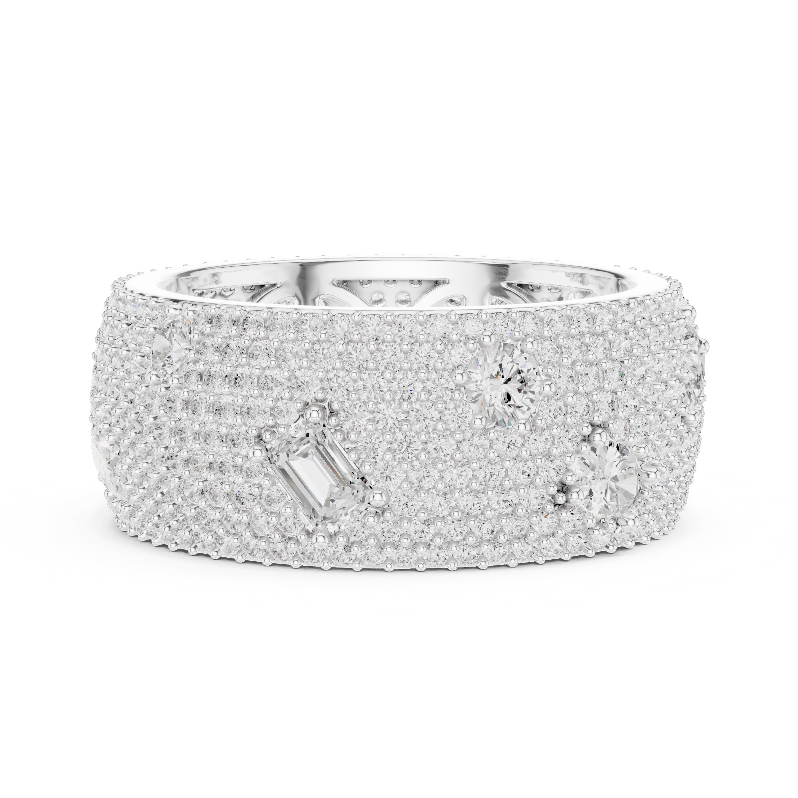 Pave Diamond Statement Band White Gold