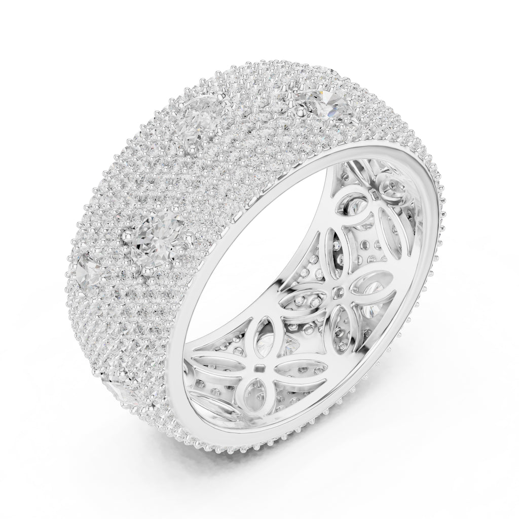 Pave Diamond Statement Band White Gold