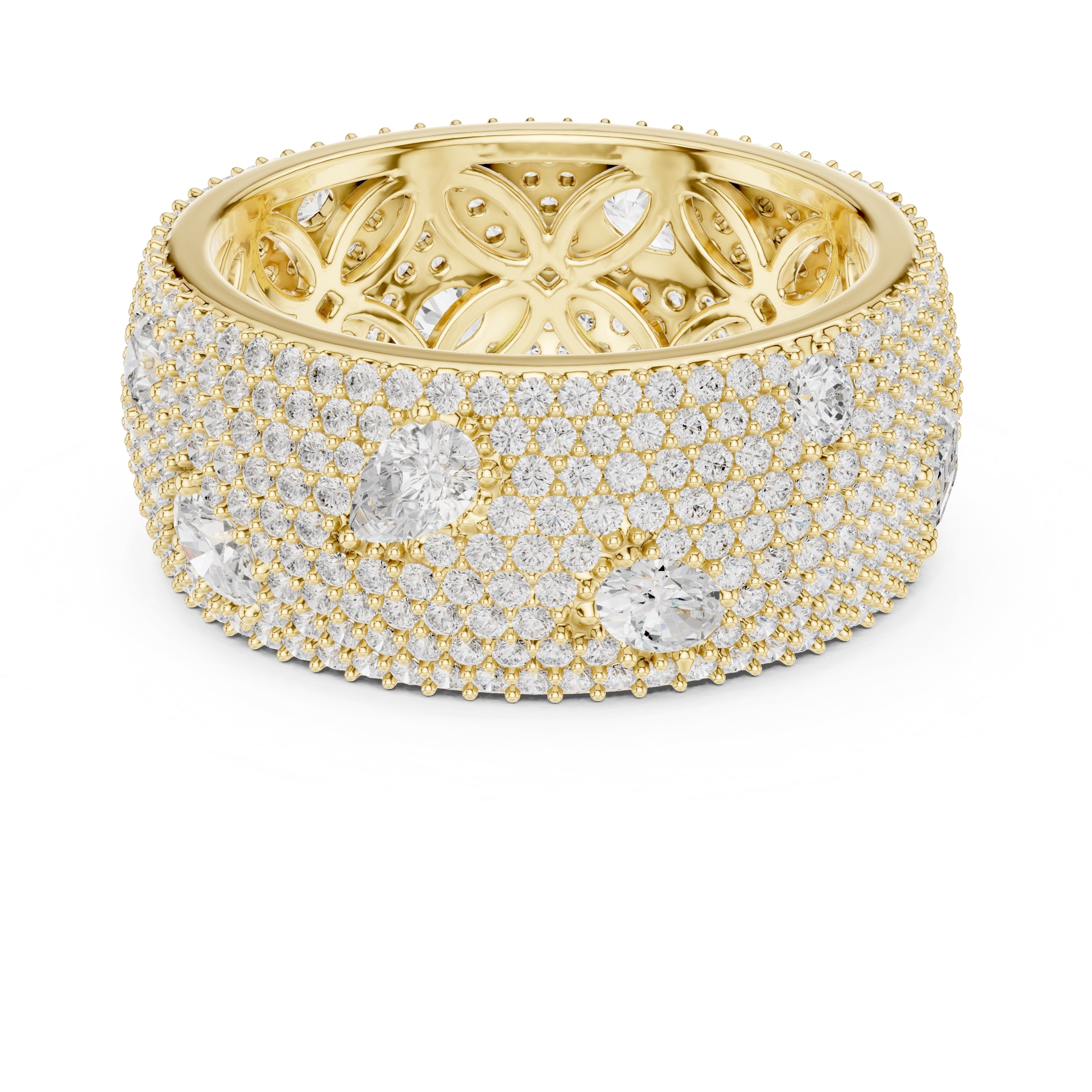 Pave Diamond Statement Band Yellow Gold