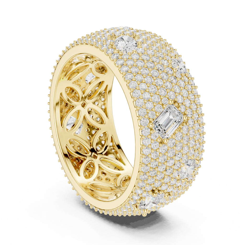 Pave Diamond Statement Band Yellow Gold