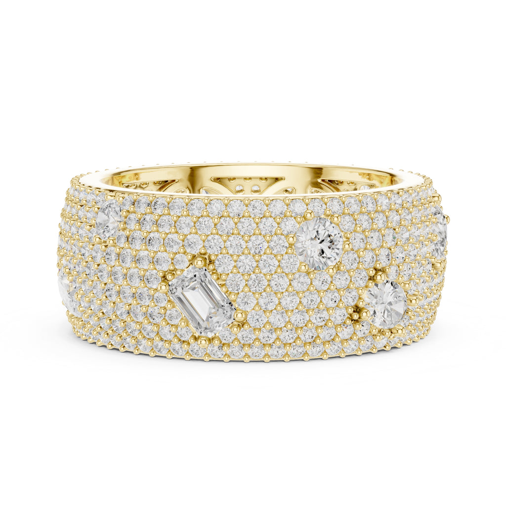 Pave Diamond Statement Band Yellow Gold