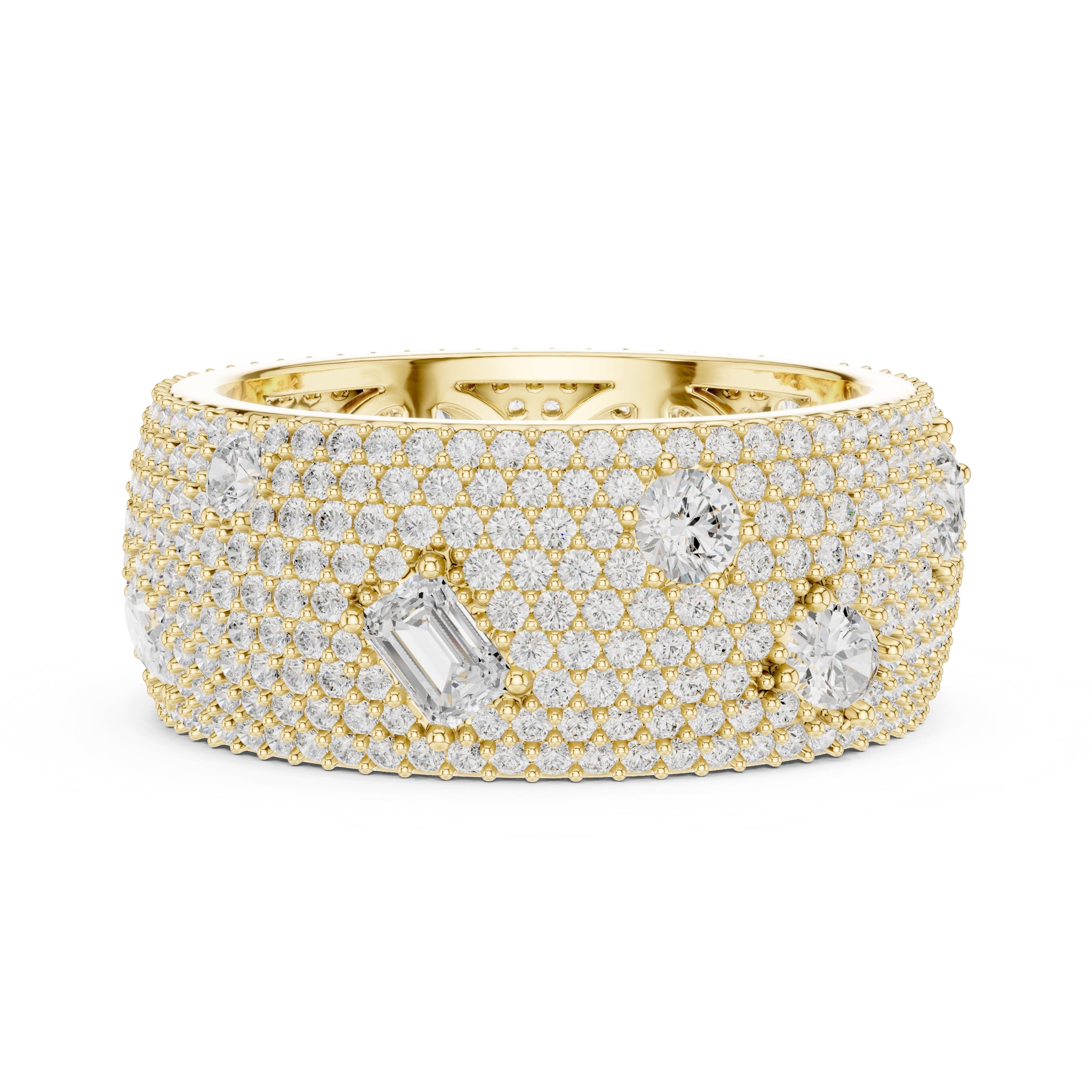 Pave Diamond Statement Band Yellow Gold