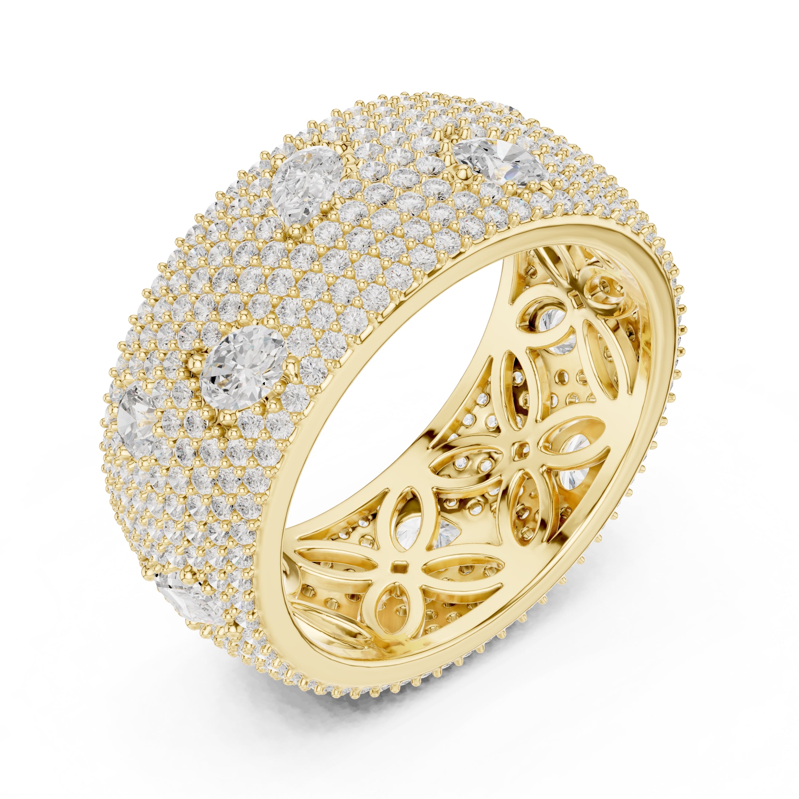 Pave Diamond Statement Band Yellow Gold
