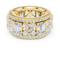 Emerald Cut & Pear Cluster Band Yellow Gold