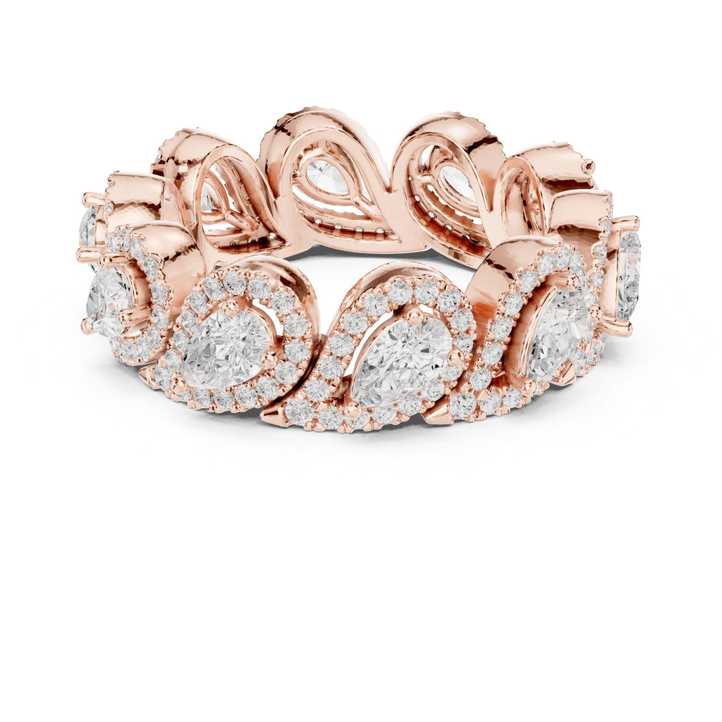 Pear Cluster Eternity Band Rose Gold