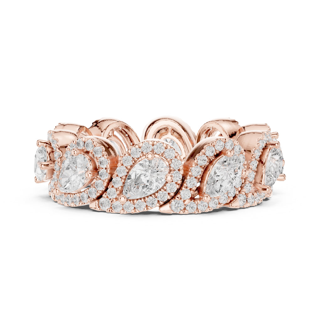 Pear Cluster Eternity Band Rose Gold