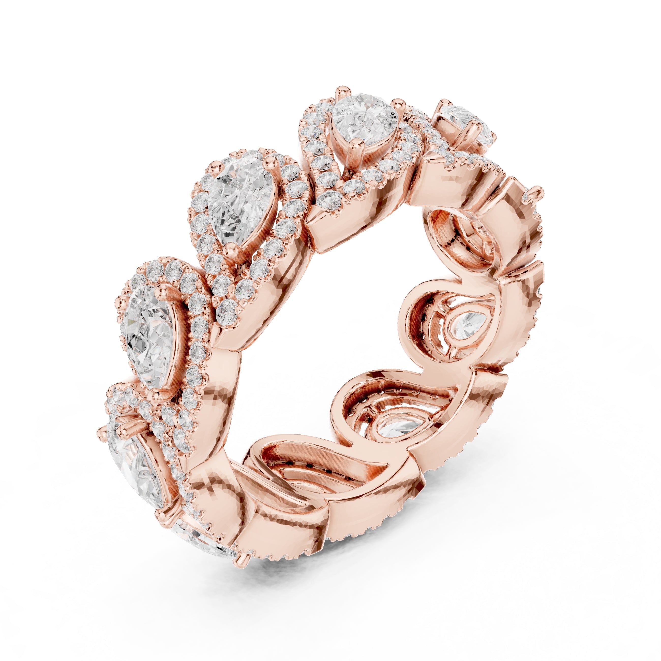Pear Cluster Eternity Band Rose Gold