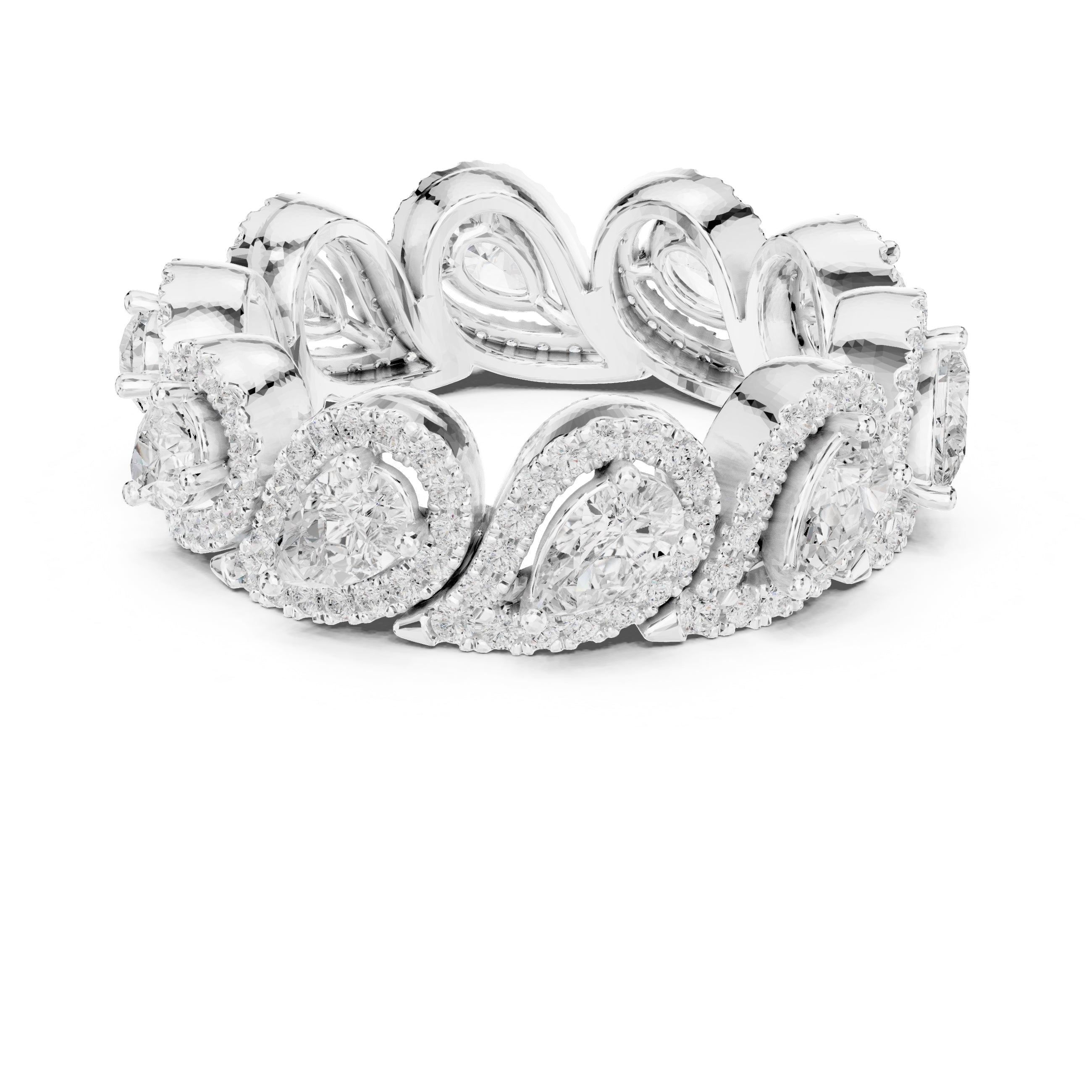 Pear Cluster Eternity Band White Gold