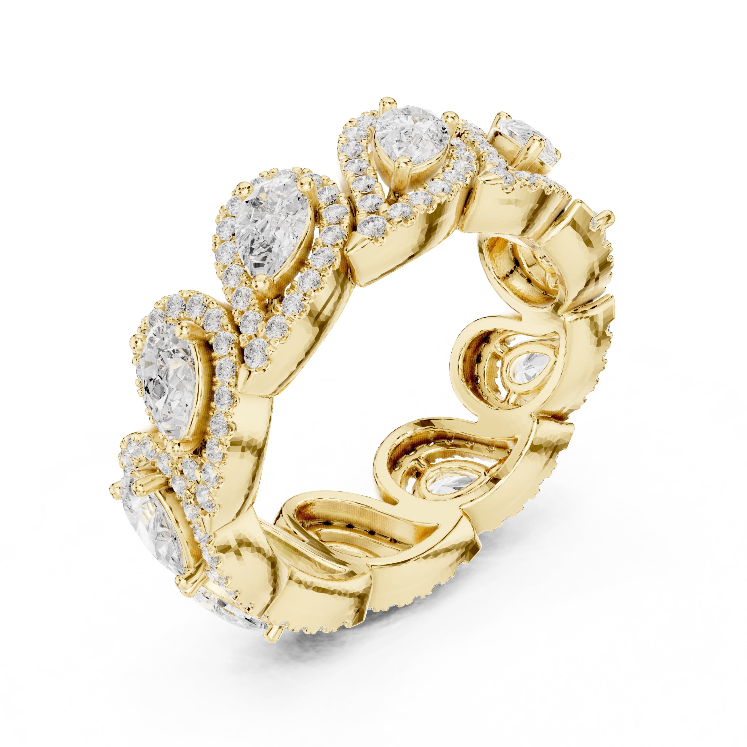 Pear Cluster Eternity Band Yellow Gold