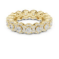 Round Halo Cluster Eternity Band Yellow Gold