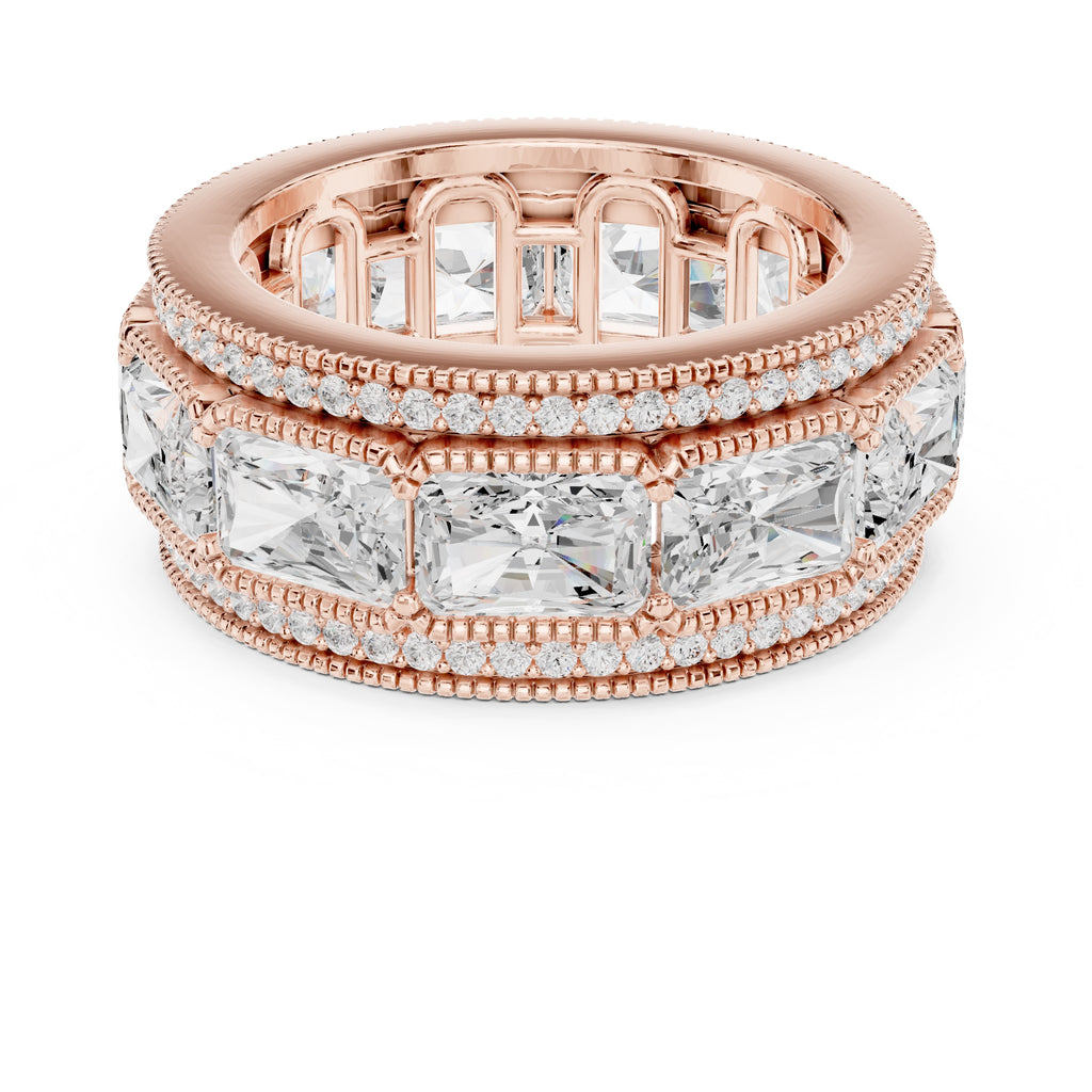 Radiant Cut & Milgrain Eternity Band Rose Gold