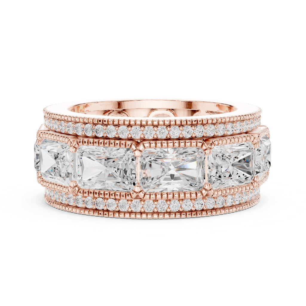 Radiant Cut & Milgrain Eternity Band Rose Gold