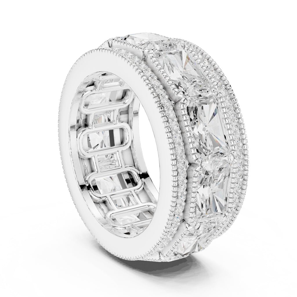 Radiant Cut & Milgrain Eternity Band White Gold
