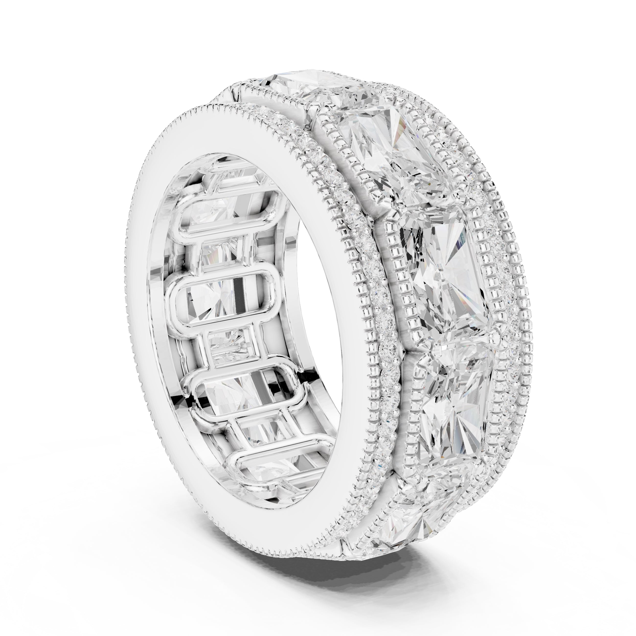 Radiant Cut & Milgrain Eternity Band White Gold