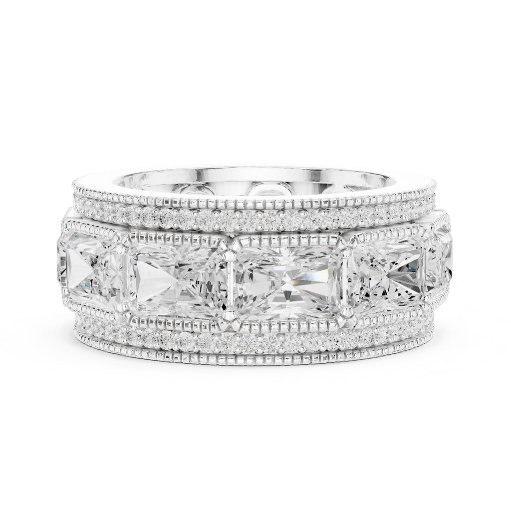 Radiant Cut & Milgrain Eternity Band White Gold