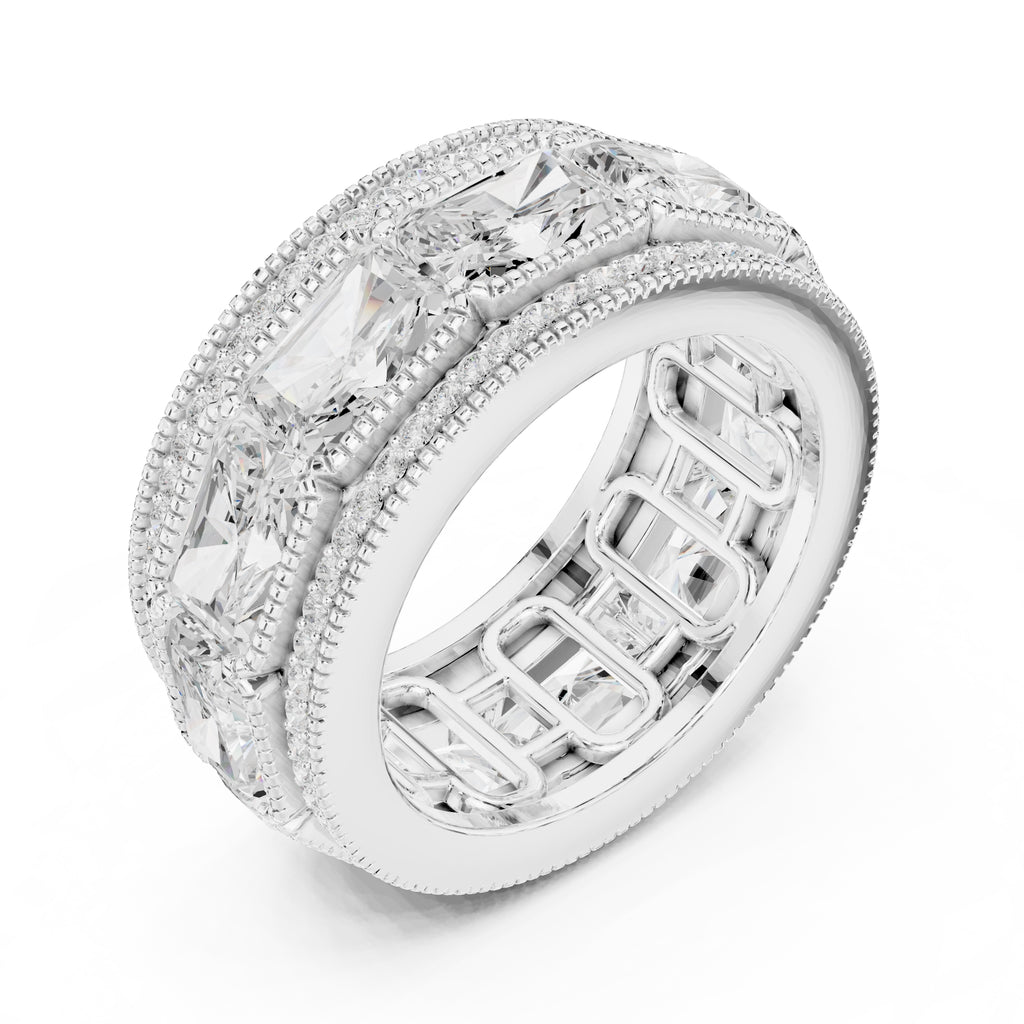 Radiant Cut & Milgrain Eternity Band White Gold