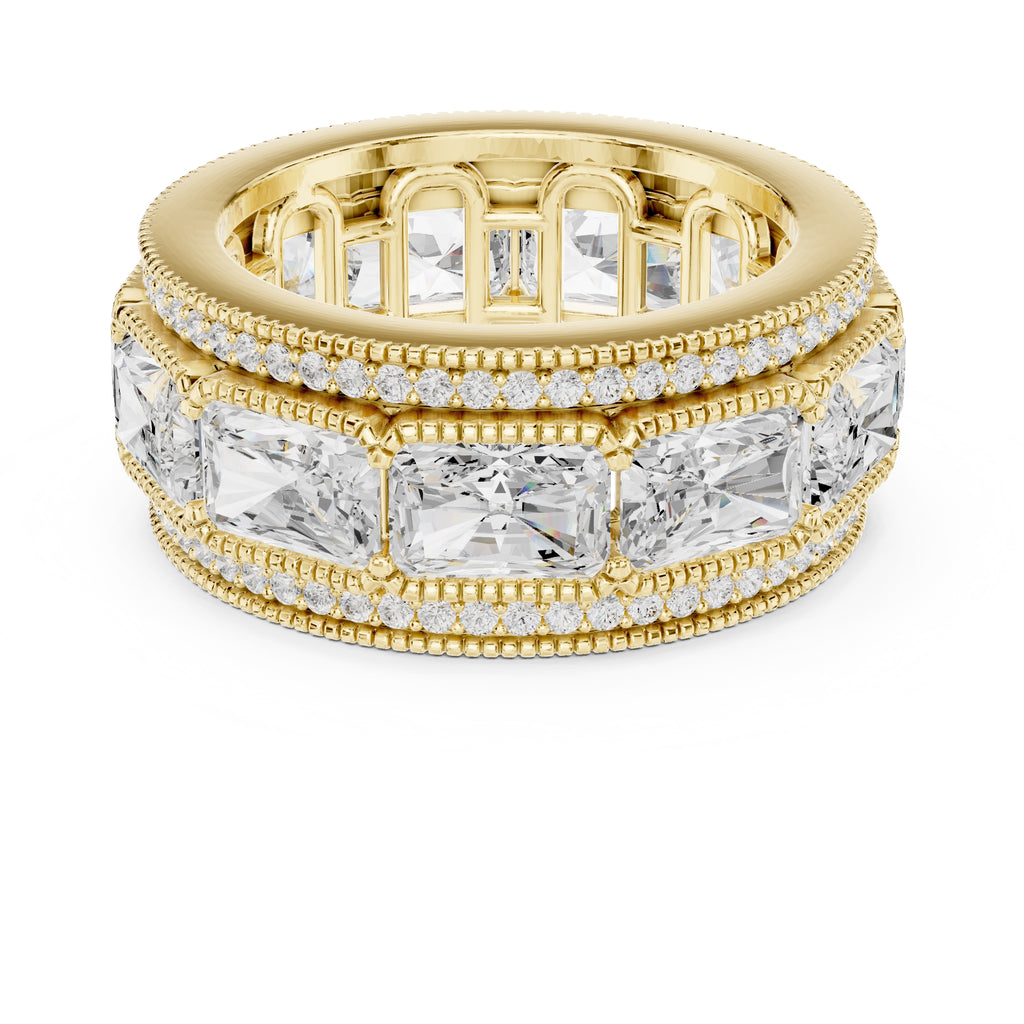 Radiant Cut & Milgrain Eternity Band Yellow Gold