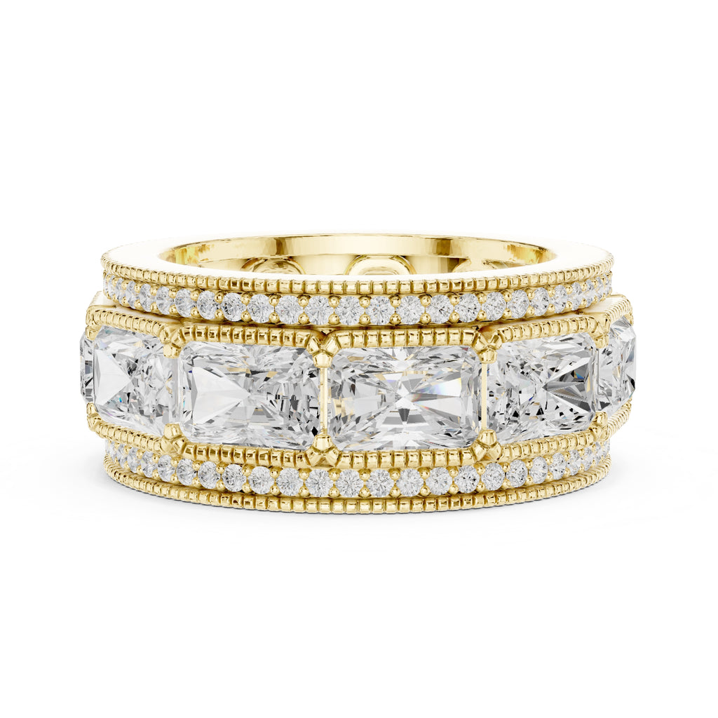 Radiant Cut & Milgrain Eternity Band Yellow Gold