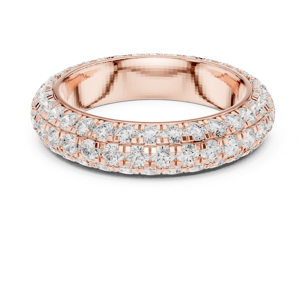 Triple Row Micro-Prong Eternity Band Rose Gold
