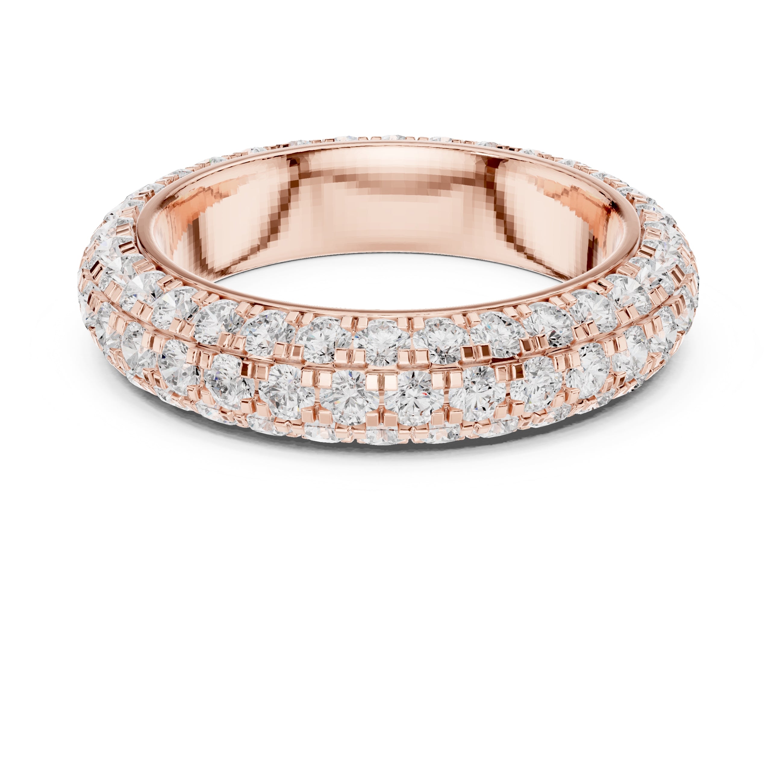 Triple Row Micro-Prong Eternity Band Rose Gold
