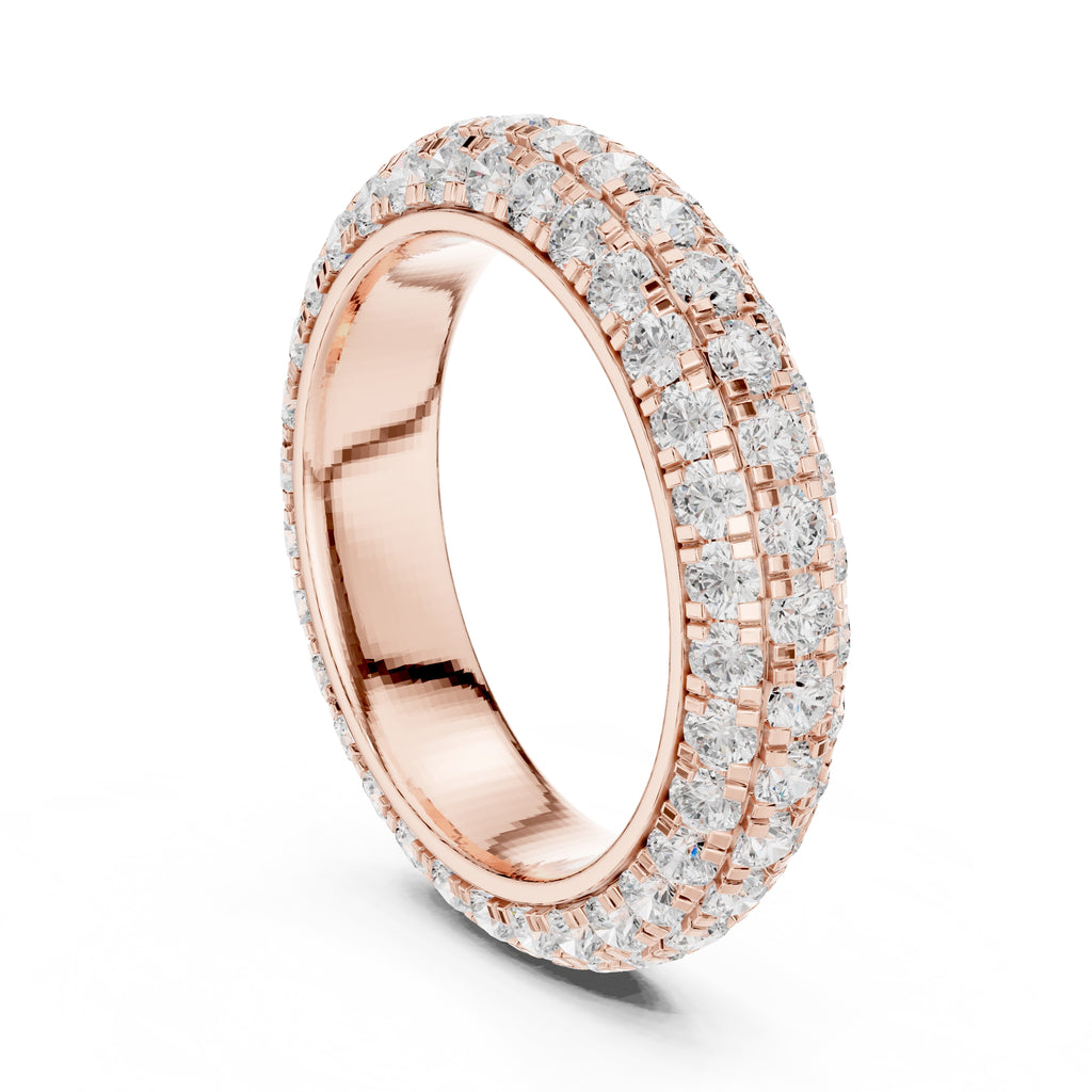 Triple Row Micro-Prong Eternity Band Rose Gold
