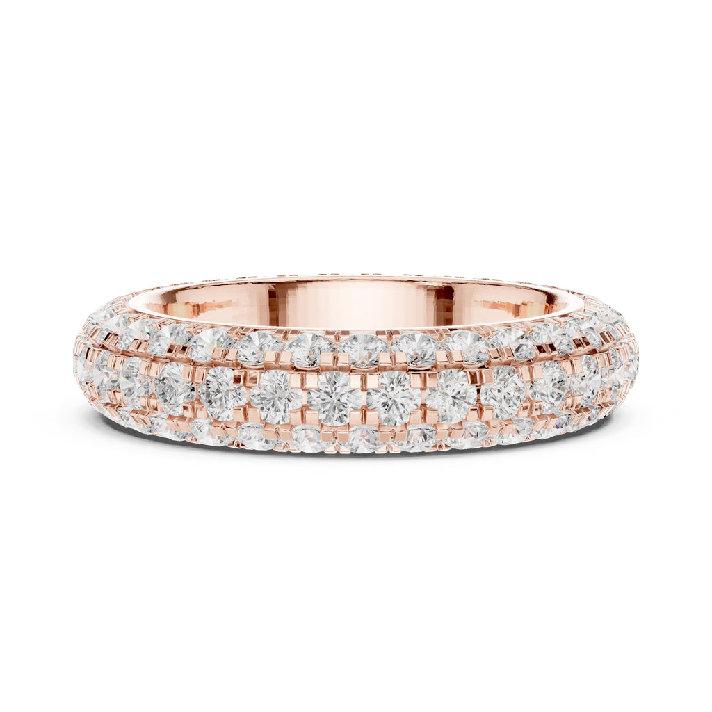 Triple Row Micro-Prong Eternity Band Rose Gold