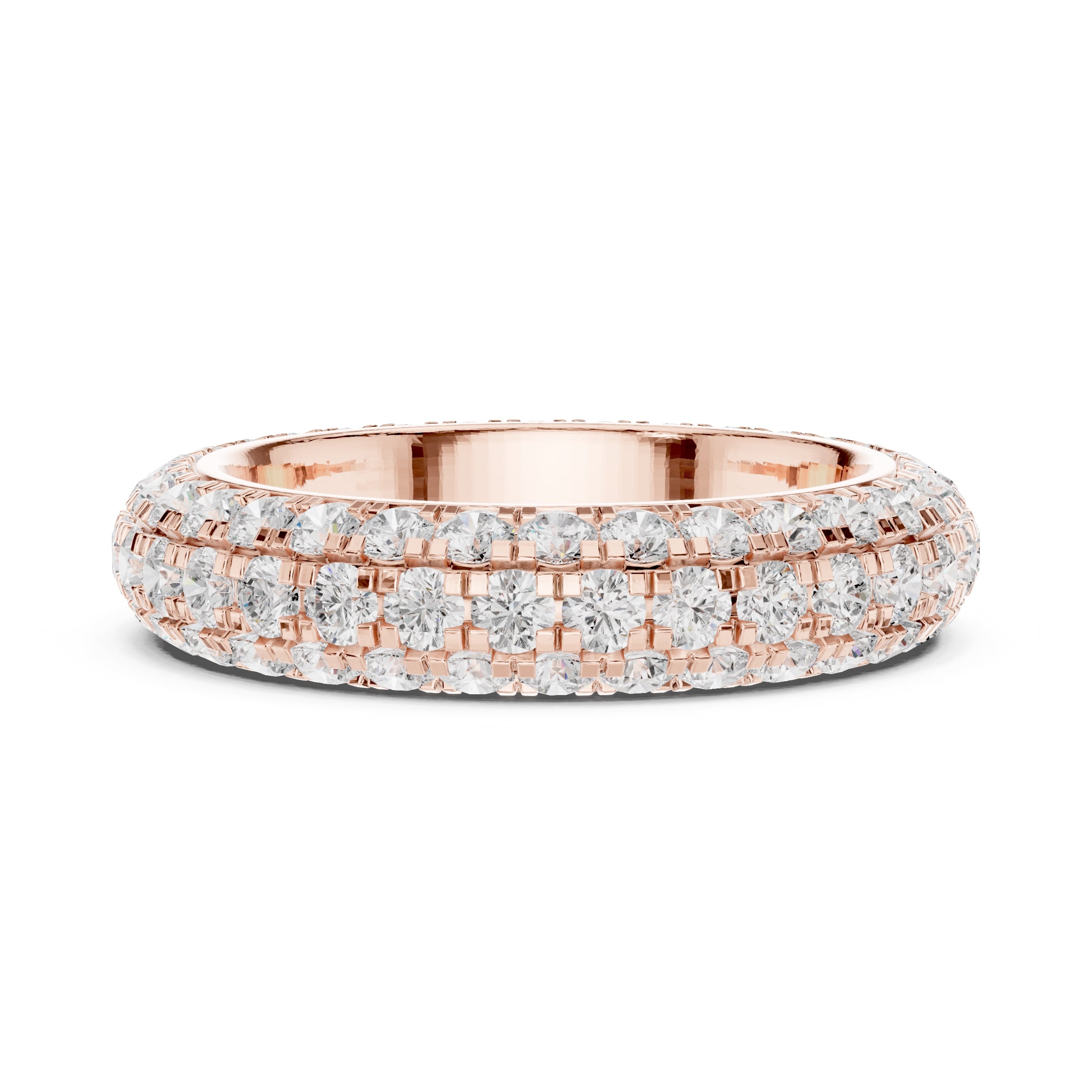 Triple Row Micro-Prong Eternity Band Rose Gold