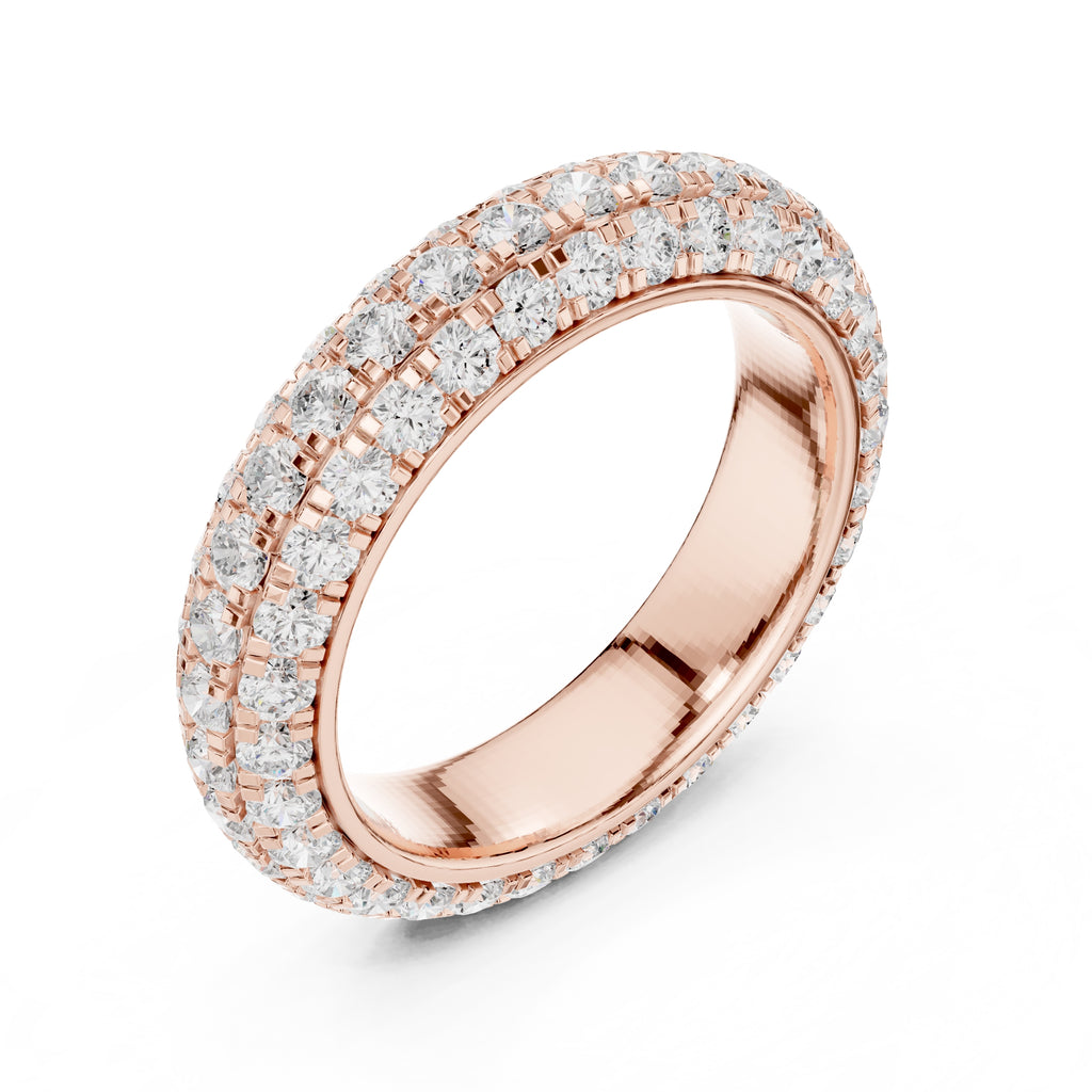 Triple Row Micro-Prong Eternity Band Rose Gold