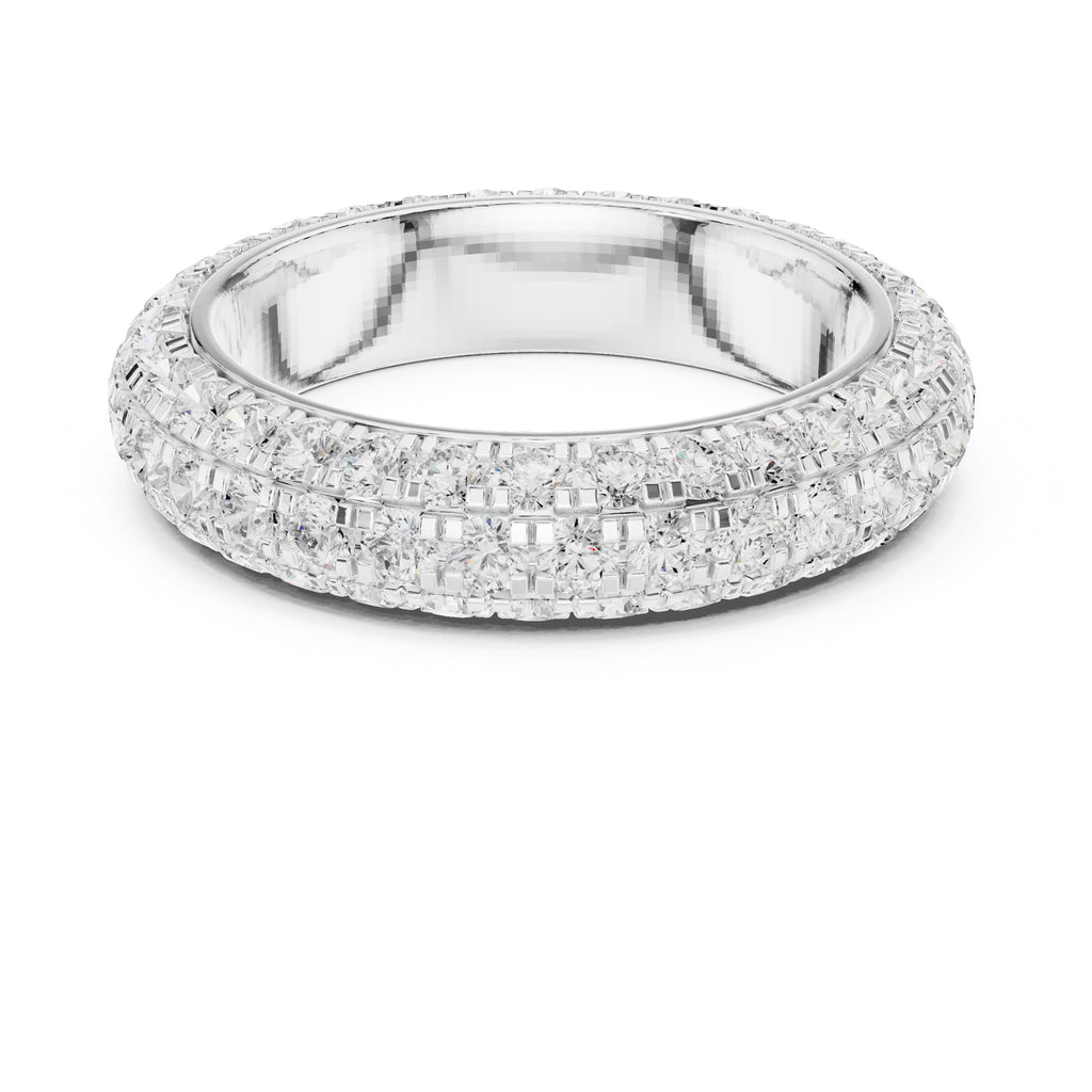 Triple Row Micro-Prong Eternity Band White Gold